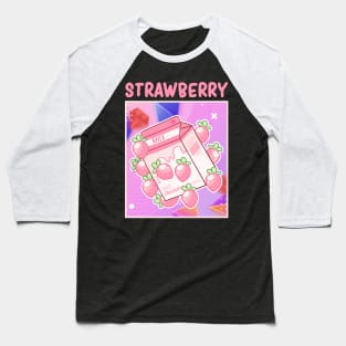 Japanese Strawberry Milk Kawaii Strawberries Milkshake Baseball T-Shirt